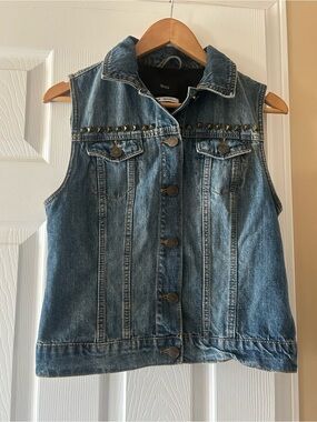 BDG Blue Denim Stud-Trim Vest